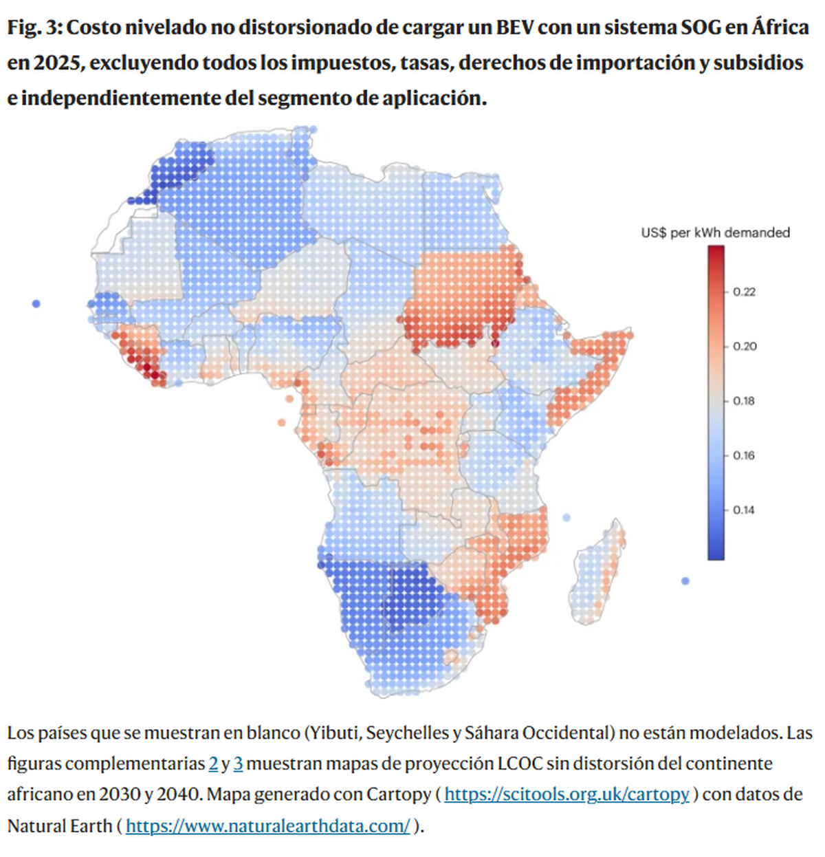 Costo de carga eéctrica por país. Fuente: Nature Energy. Costo de carga eéctrica por país. Fuente: Nature Energy.