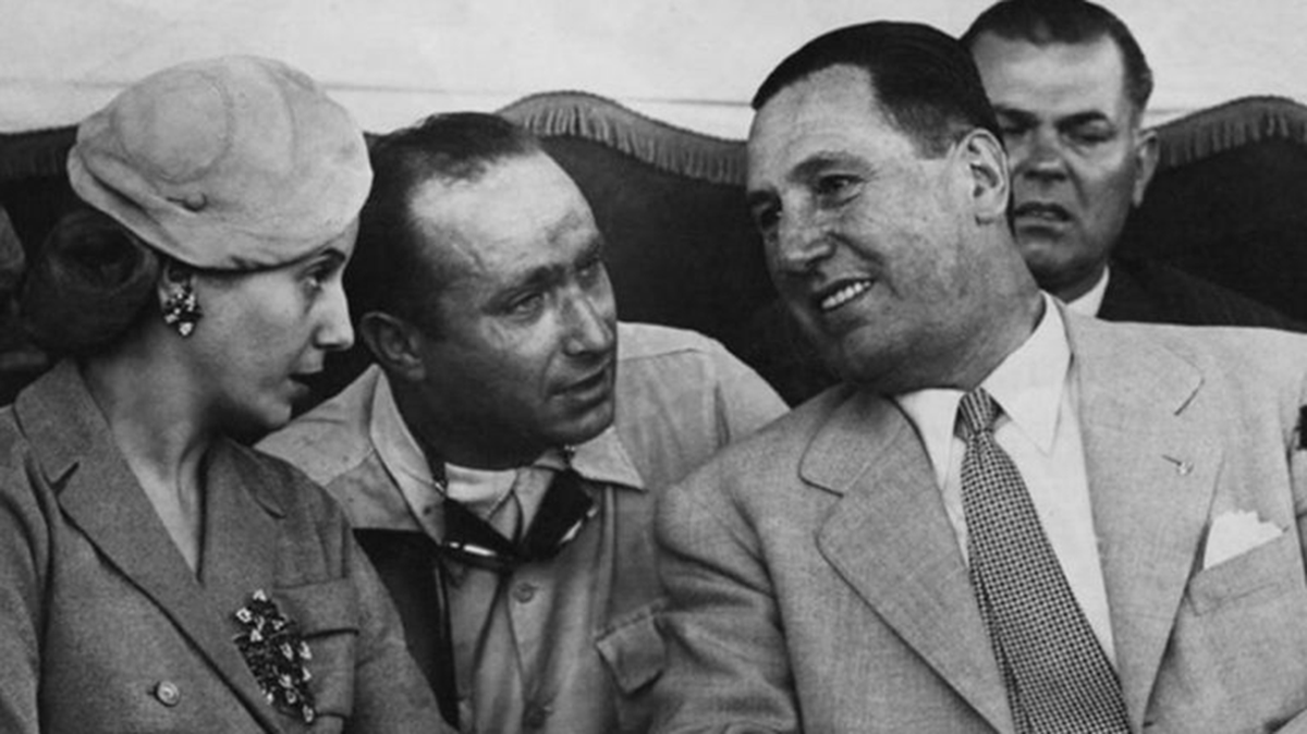 Evita, Fangio y Juan Domingo Perón Evita, Fangio y Juan Domingo Perón