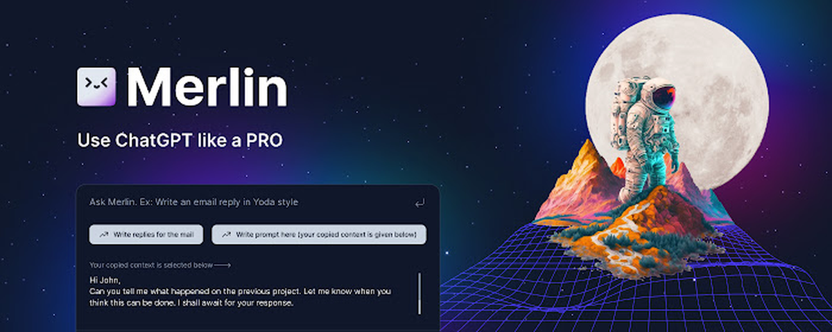 Con Merlin, podés usar ChatGPT para responder preguntas, generar texto y completar diversas tareas sin tener que salir de tu navegador. Con Merlin, podés usar ChatGPT para responder preguntas, generar texto y completar diversas tareas sin tener que salir de tu navegador. 