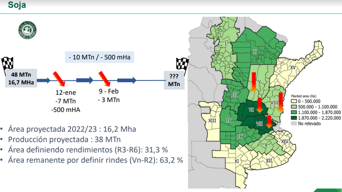 Gráfico de soja del informe de la Bolsa de Cereales de Buenos Aires.