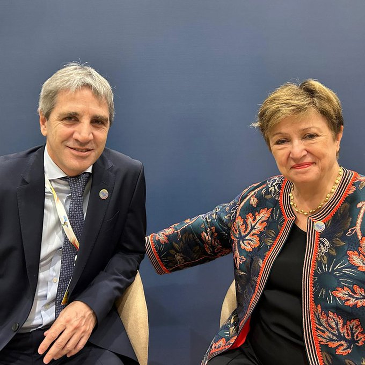 Kristalina Georgieva, directora FMI, y Luis Caputo, ministro de Economía