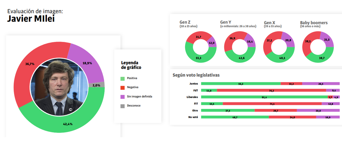 Gráfico de la encuesta de Taquion sobre la imagen de Javier Milei.