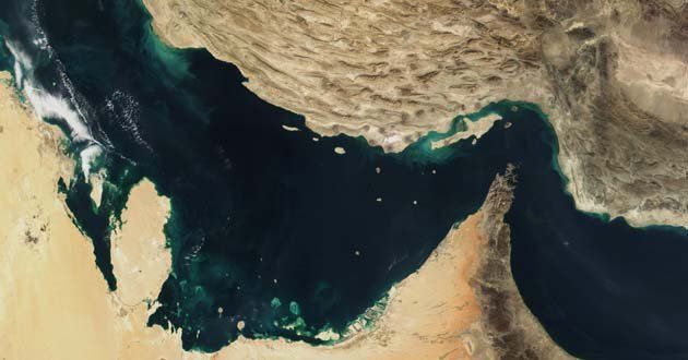 Vista aérea del Golfo de Ormuz.