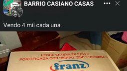 El 6 de julio llegaron a Rosario diez mil kilos de leche en polvo fortificada que envió Sandra Pettovello. En las últimas horas, las cajas de Capital Humano aparecieron a la venta en Facebook.