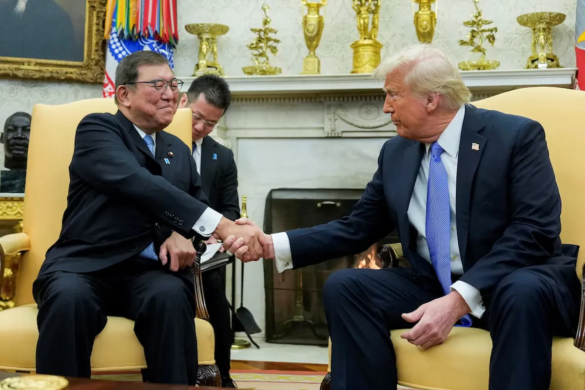 El presidente de Estados Unidos, Donald Trump, y el primer ministro Ishiba, de Japón.