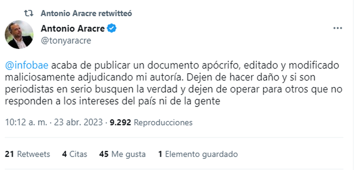 Aracre también vs. Infobae