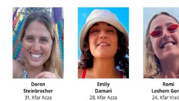 Doron Steinbrecher, Emily Damari y Romi Gonen son los rehenes israelíes que Hamás liberará el domingo. Doron Steinbrecher, Emily Damari y Romi Gonen son los rehenes israelíes que Hamás liberará el domingo.