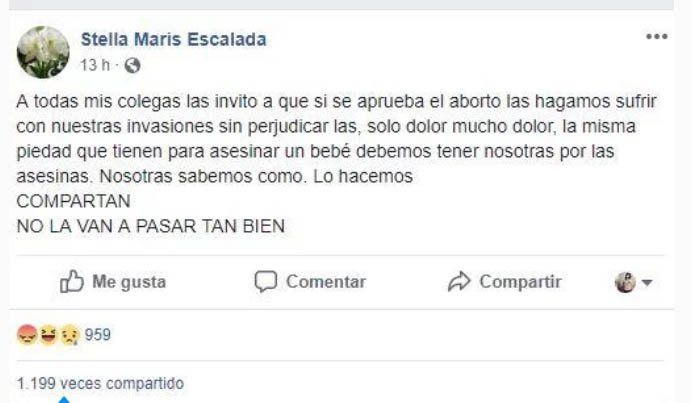 El polémico mensaje de la enfermera en Facebook