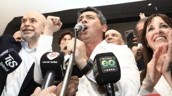 Marcelo Orrego, gobernador electo de San Juan, junto a Horacio Rodríguez Larreta en la noche del triunfo. Marcelo Orrego, gobernador electo de San Juan, junto a Horacio Rodríguez Larreta en la noche del triunfo.