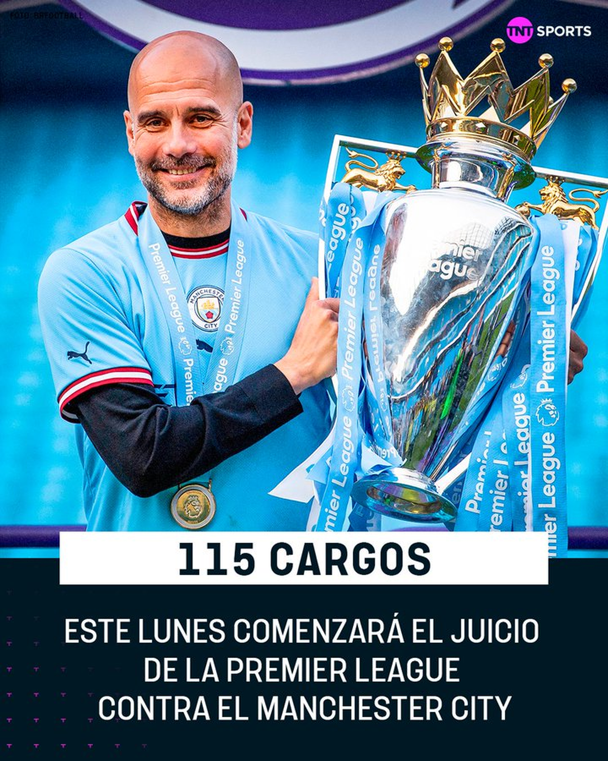 Guardiola y la sonrisa que podría borrarse de su cara si declaran culpable a Manchester City. Guardiola y la sonrisa que podría borrarse de su cara si declaran culpable a Manchester City.