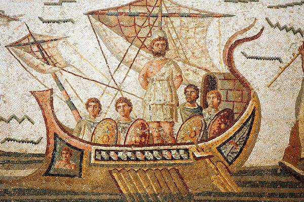 Fragmento de un mosaico tunecino del siglo III sobre Ulises y las sirenas. (Editorial Turner)