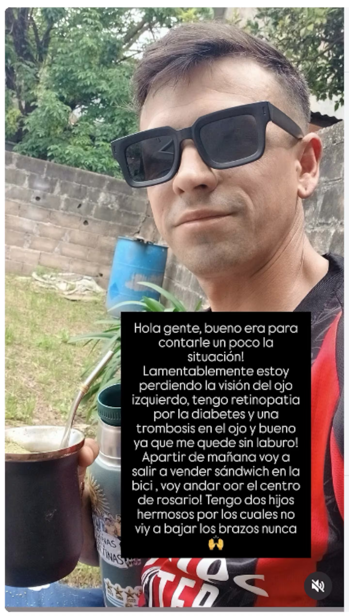 El posteo de Matías Rosso en sus redes sociales comentando su situación. El posteo de Matías Rosso en sus redes sociales comentando su situación. 