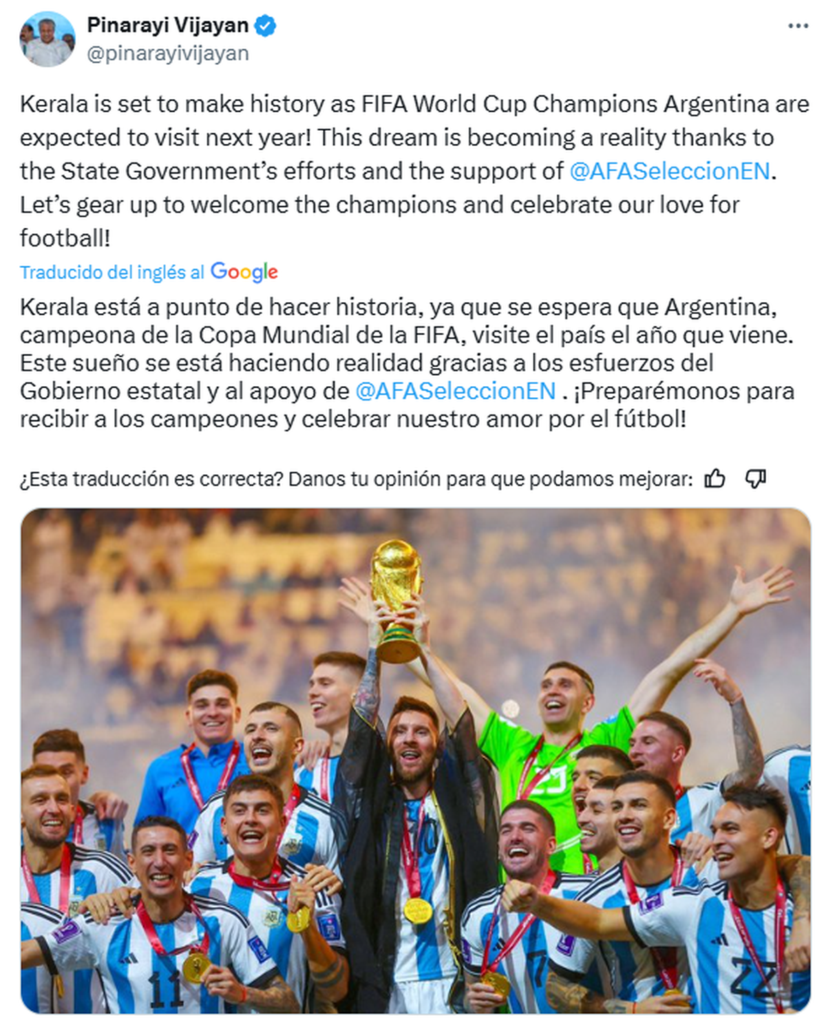 La publicación del ministro indio sobre el posible partido India-Argentina. La publicación del ministro indio sobre el posible partido India-Argentina.