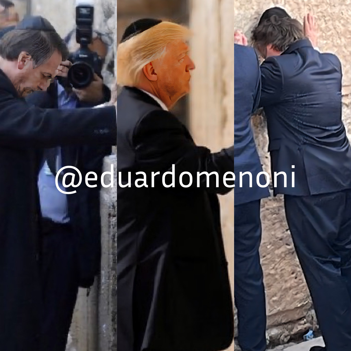 Bolsonaro, Trump y Milei en el Muro de los Lamentos | Gentileza Eduardo Menoni Bolsonaro, Trump y Milei en el Muro de los Lamentos | Gentileza Eduardo Menoni