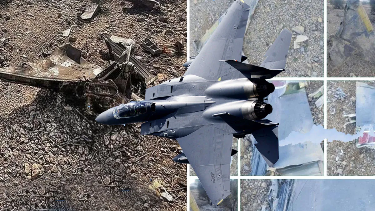 caza F-15 similar al derribado en Isfahán; el estatus de su tripulación es el centro de una guerra de propaganda entre ambos países.