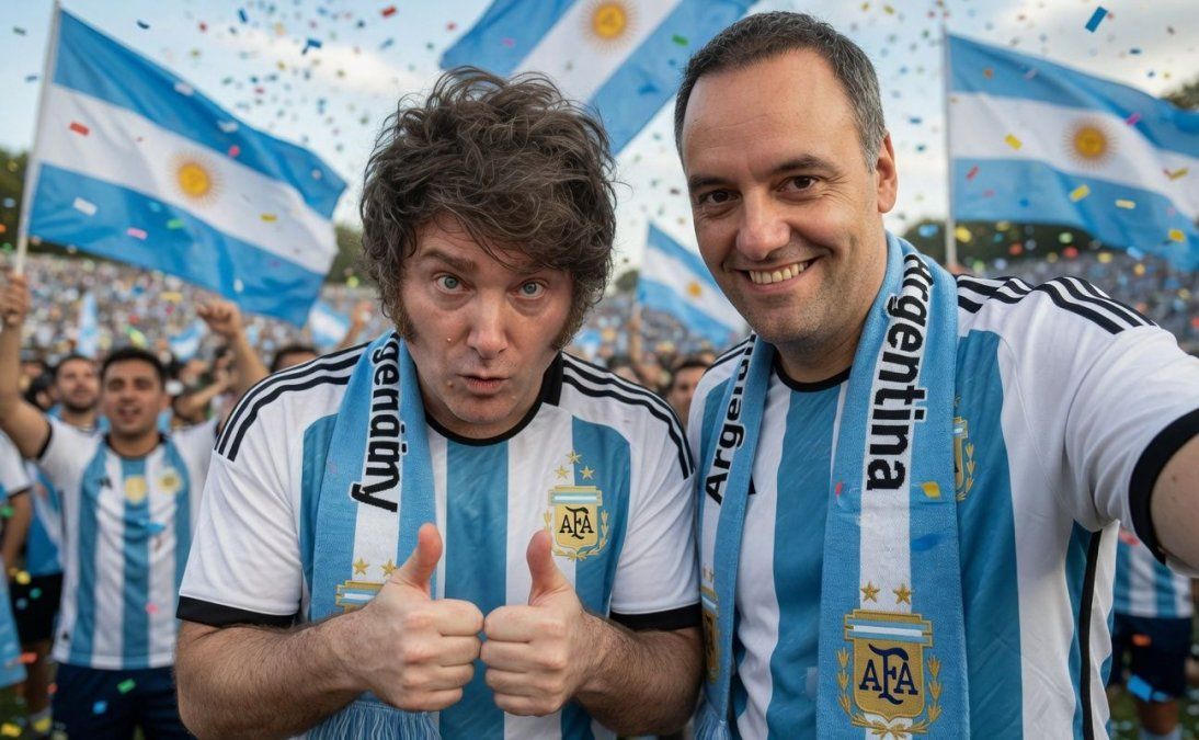 Javier Milei y Manuel Adorni, en modo mundialista.