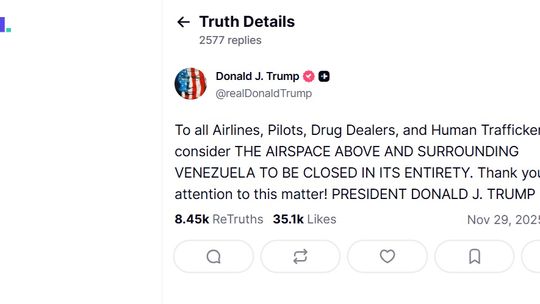 Mensaje de Donald Trump en su red social. Mensaje de Donald Trump en su red social.