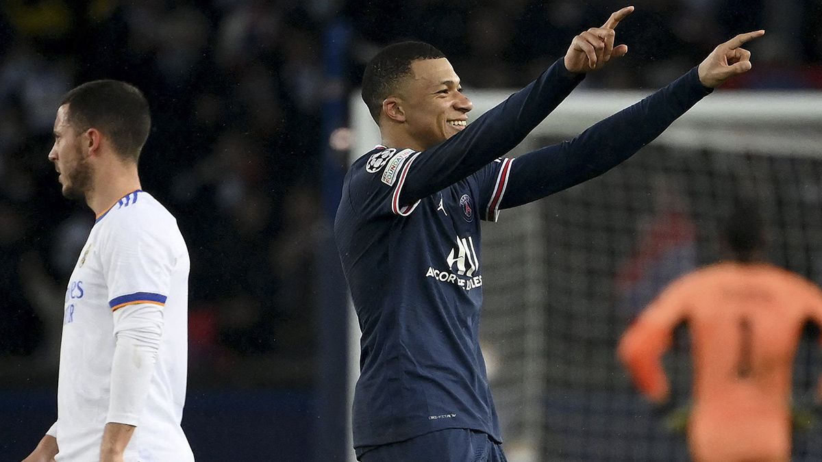 Kylian Mbappé convirtió un golazo, tapó el penal errado de Lionel Messi, que le dio la victoria al París Saint Germain (PSG) sobre el Real Madrid 1-0. (Foto: Noticias Argentinas/CHAMPIONSLEAGUE)