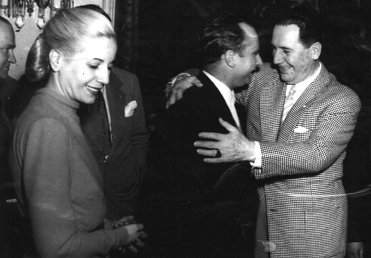 Evita, Juan Manuel Fangio y Juan Domingo Perón Evita, Juan Manuel Fangio y Juan Domingo Perón