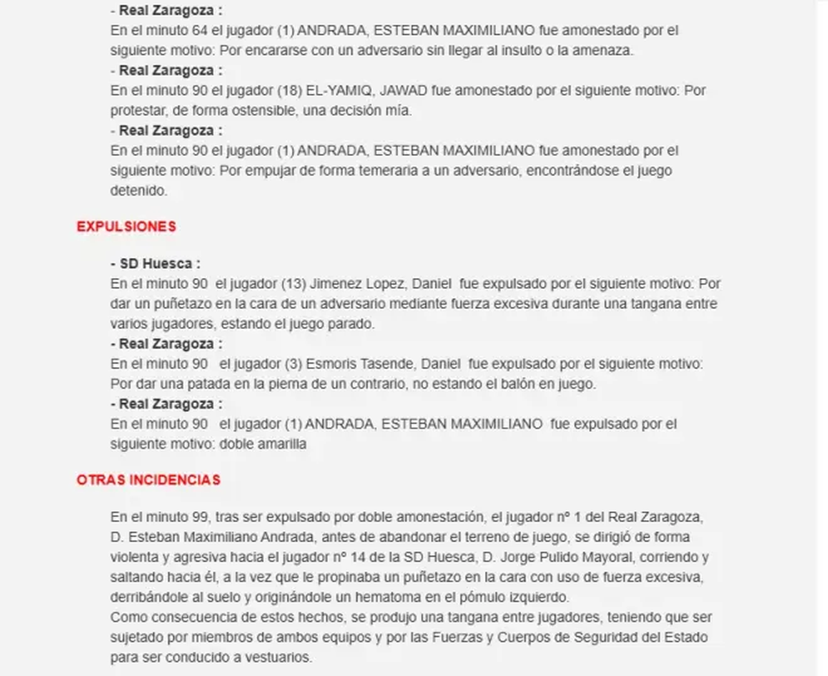 El acta arbitral de Dámaso Arcediano sobre los incidentes del partido El acta arbitral de Dámaso Arcediano sobre los incidentes del partido