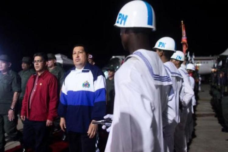 Hugo Chávez a su regreso a Venezuela