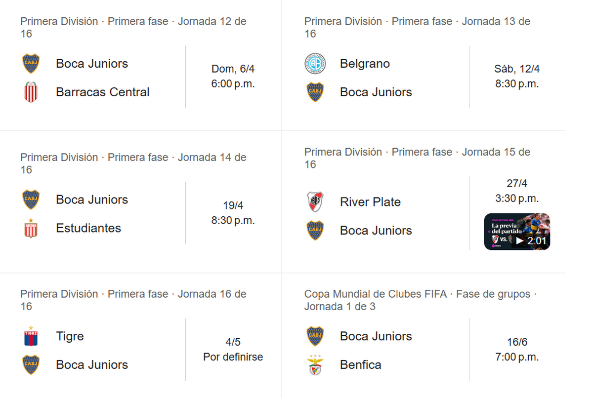 El verdadero fixture de Boca Juniors. Entre el partido ante Tigre y el de Benfica, habrá playoffs del Torneo Apertura para el conjunto de Fernando Gago. El verdadero fixture de Boca Juniors. Entre el partido ante Tigre y el de Benfica, habrá playoffs del Torneo Apertura para el conjunto de Fernando Gago.