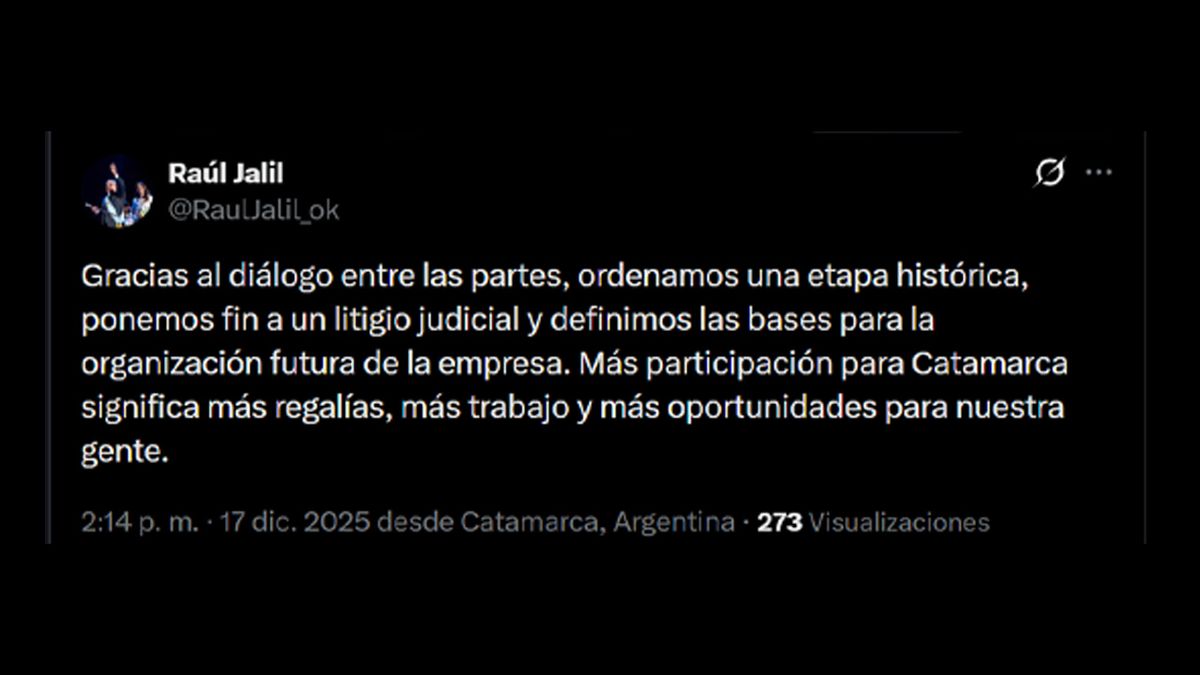 Raúl Jalil en X. Raúl Jalil en X. 