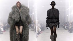 Dos siluetas de la colección femenina otoño-invierno 2026-2027 de Rick Owens durante su desfile en la Paris Fashion Week. Dos siluetas de la colección femenina otoño-invierno 2026-2027 de Rick Owens durante su desfile en la Paris Fashion Week.