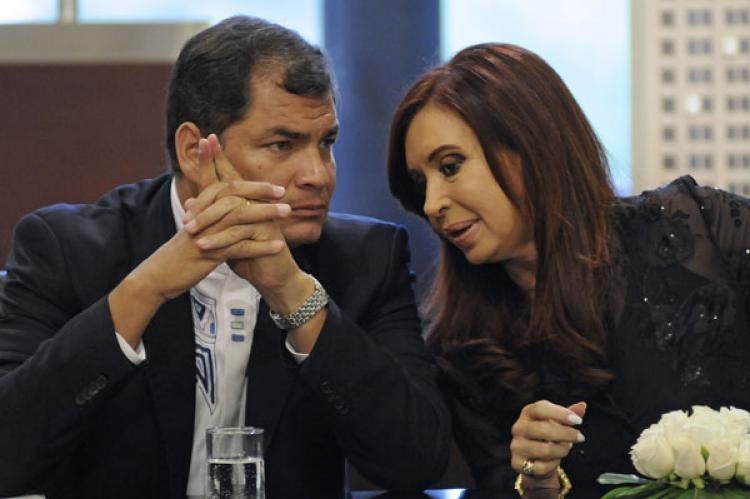 Rafael Correa y Cristina Fernández compartieron un almuerzo este mediodía. (Foto: Juan Vargas / NA)