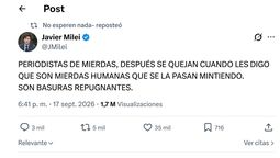 Posteo del Presidente de la República Argentina el 18/09/2026.