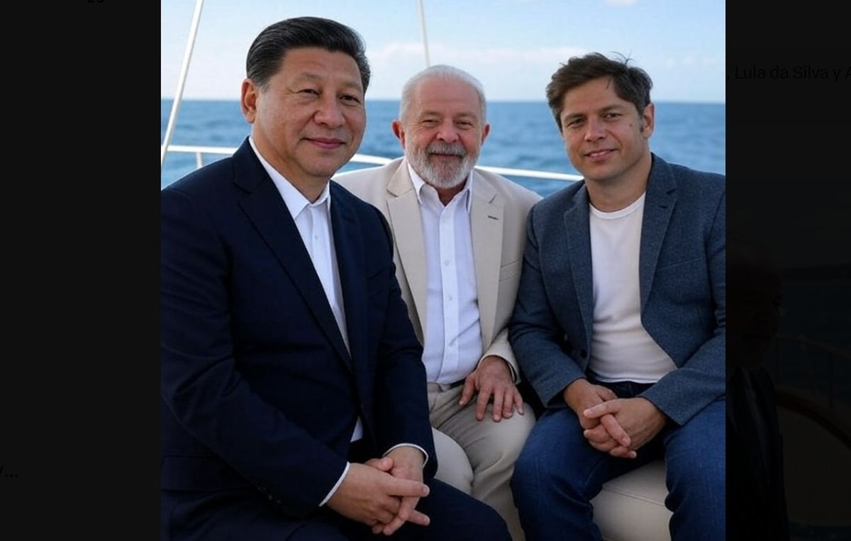 Alegoría: En el mismo barco, Xi Jinping, Lula da Silva y Axel Kicillof. Alegoría: En el mismo barco, Xi Jinping, Lula da Silva y Axel Kicillof.