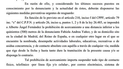 Alberto Fernández no puede acercarse a menos de 500 mts. de Fabiola Yañez ni salir del país