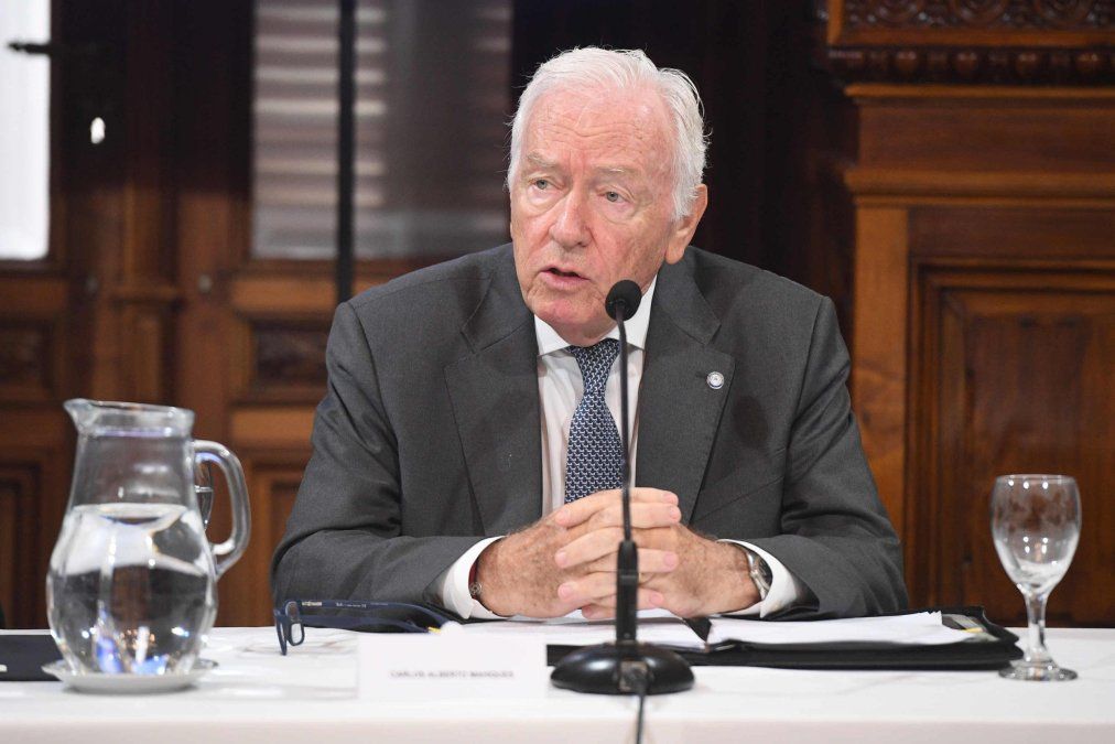 El juez Carlos Mahiques en la audiencia pública en el Senado para defender su pliego. El juez Carlos Mahiques en la audiencia pública en el Senado para defender su pliego.