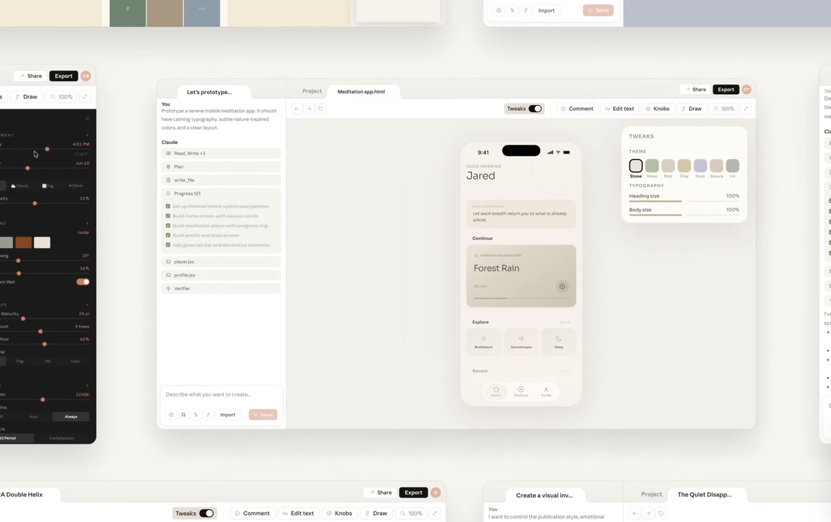 La interfaz de Claude Design permite ajustar elementos visuales mediante lenguaje natural La interfaz de Claude Design permite ajustar elementos visuales mediante lenguaje natural