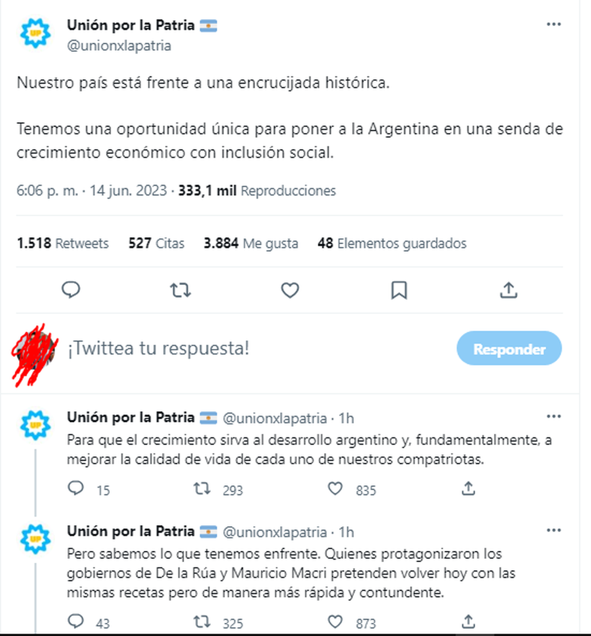 El tuit con el posteo. El tuit con el posteo. 