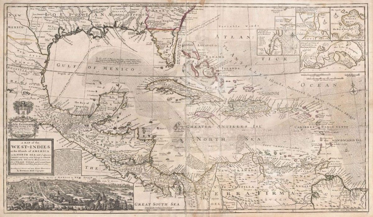 Mapa de las Indias Occidentales, Florida, México y El Caribe (1732).