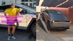El diputado libertario Manuel Quintar posando con su Tesla. Luego, el auto remolcado. El diputado libertario Manuel Quintar posando con su Tesla. Luego, el auto remolcado.