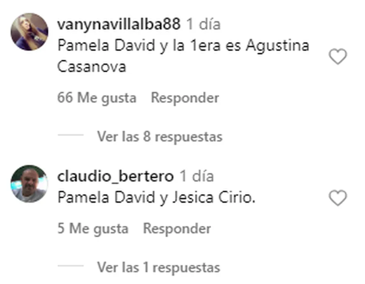 Los seguidores de Pagano propusieron varios nombres. El que más se repitió fue el de Pamela David, conductora de América TV y pareja de Daniel Vila. Los seguidores de Pagano propusieron varios nombres. El que más se repitió fue el de Pamela David, conductora de América TV y pareja de Daniel Vila. 