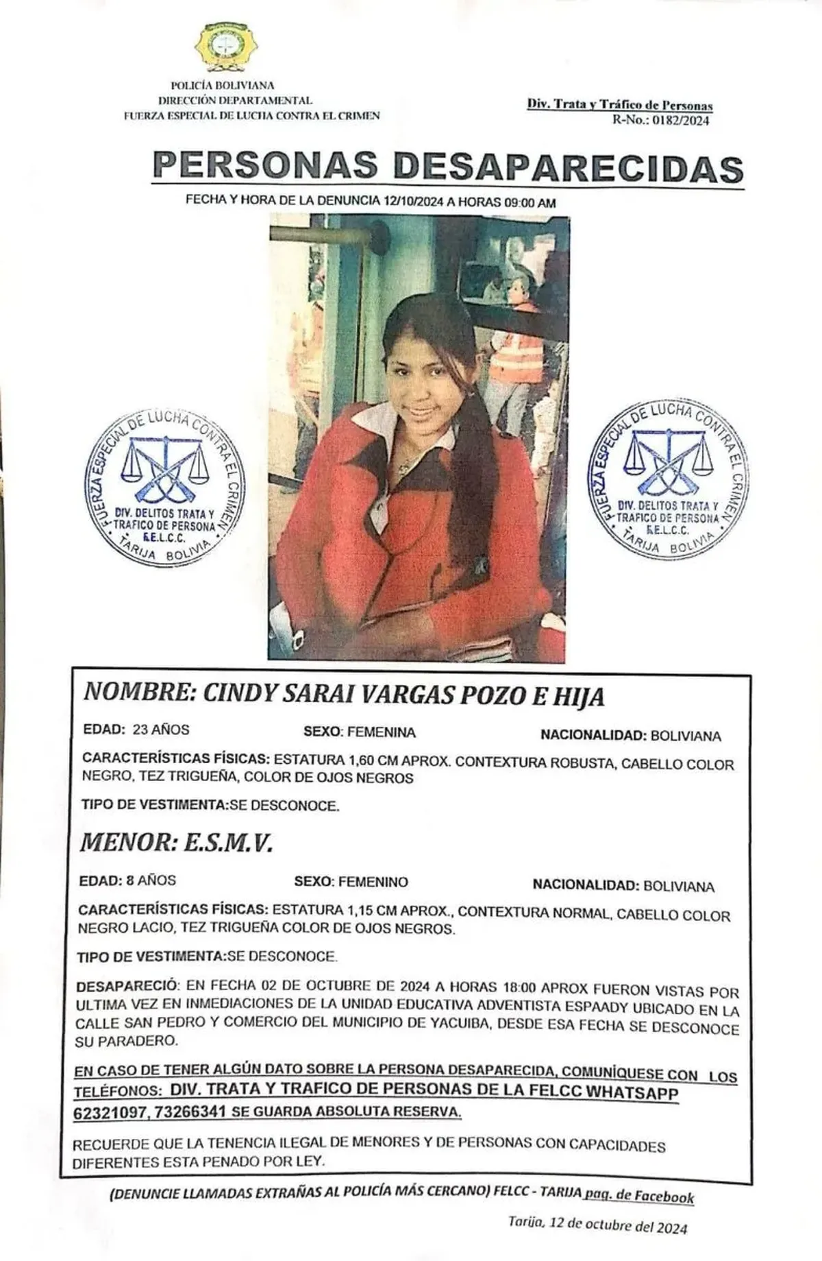 No aparece Cindy Sarai Vargas, la supuesta joven que a sus 15 años parió un hijo de Evo Morales. No aparece Cindy Sarai Vargas, la supuesta joven que a sus 15 años parió un hijo de Evo Morales.