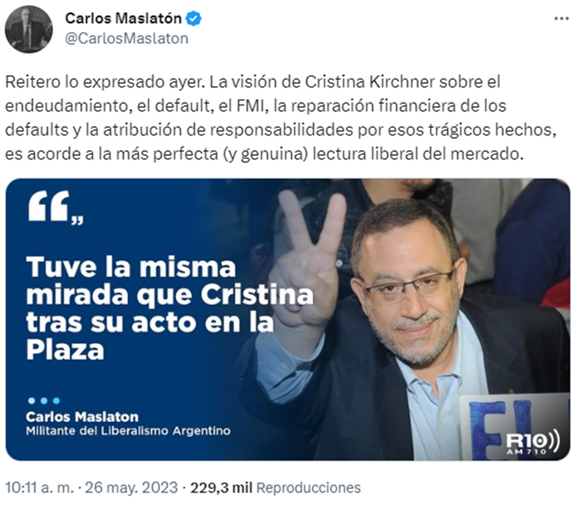 Maslatón se reconcilió con CFK, luego de que ella lo tuviera bloqueada durante muchos años en Twitter. 