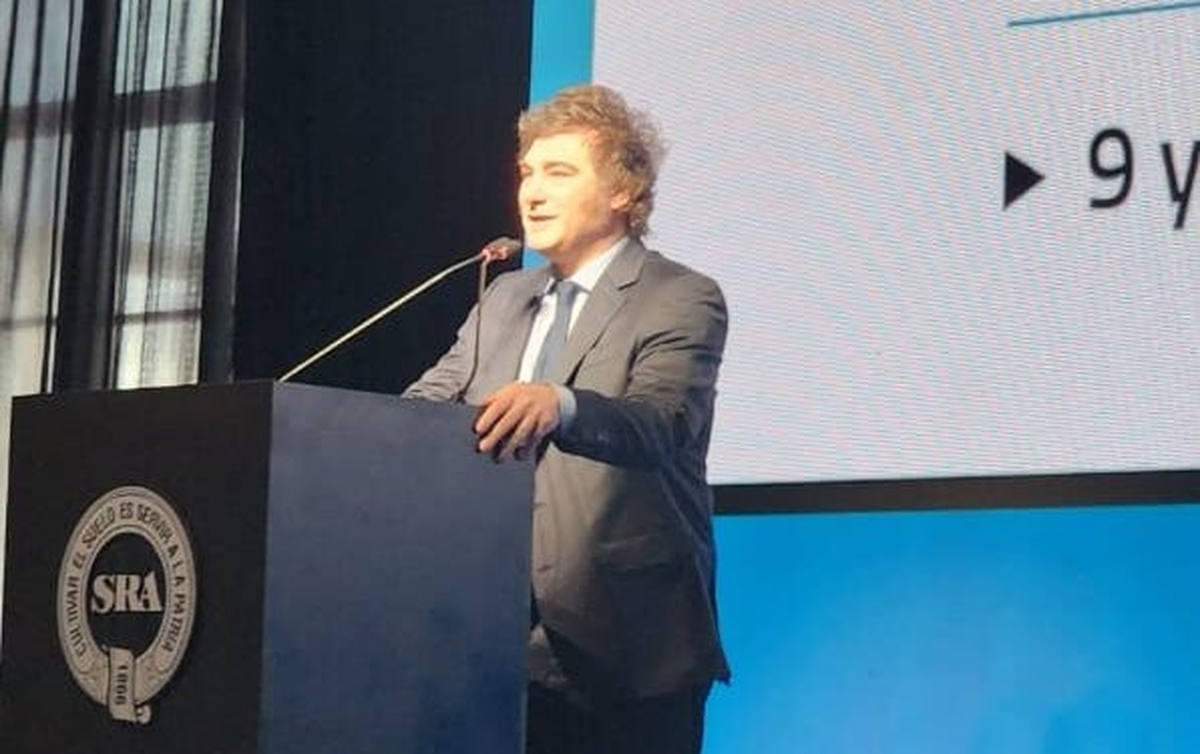 Javier Milei en La Rural en el día en que cumple 1 año como presidente. Javier Milei en La Rural en el día en que cumple 1 año como presidente.