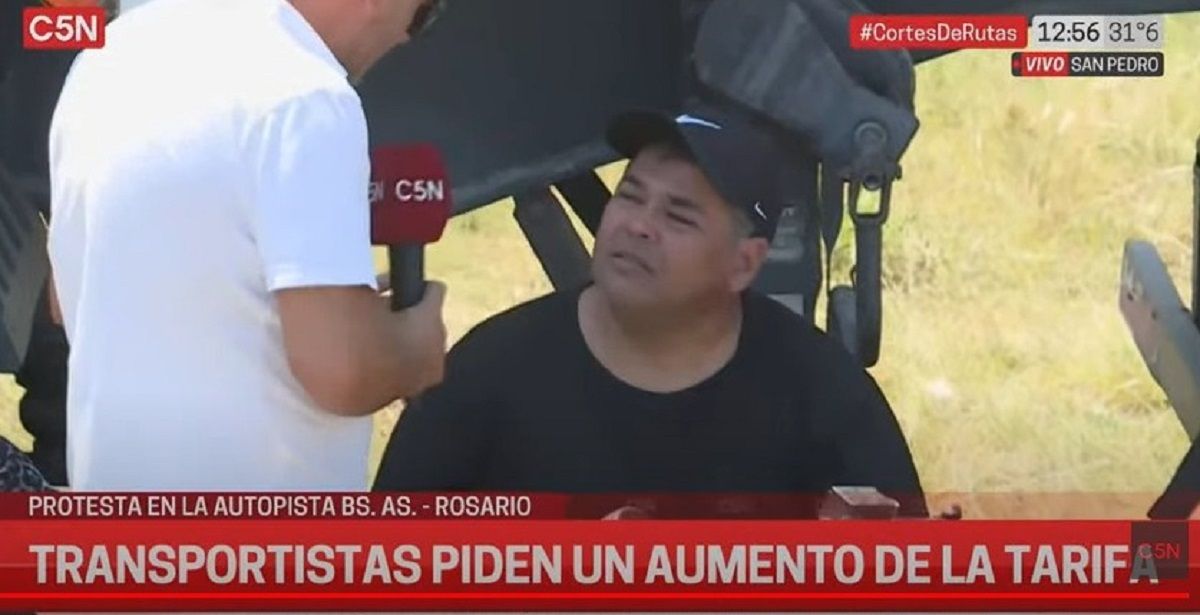 El reclamo de los camioneros en primera persona, su líder, desde el corte