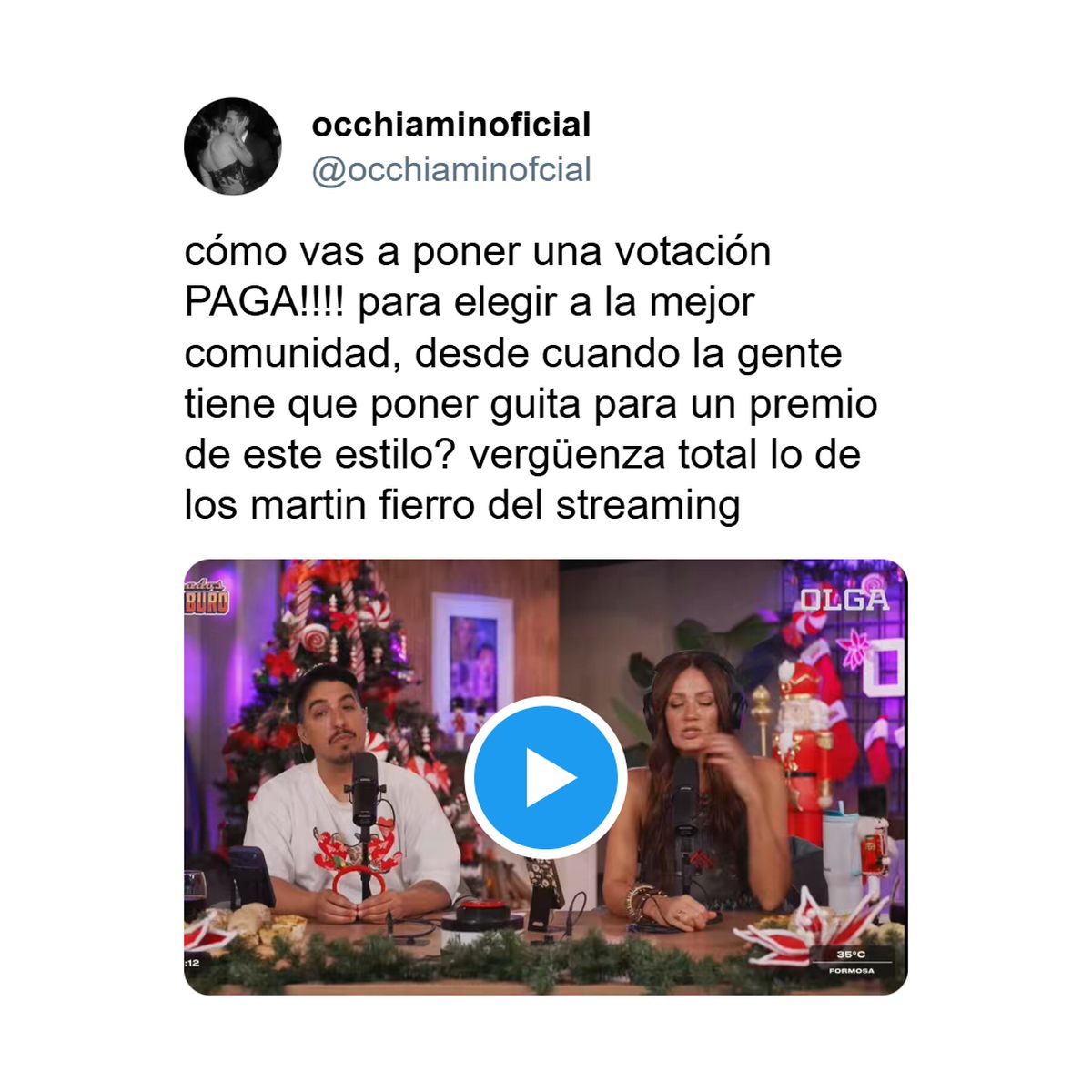 La polémica por el voto pago estalló cuando OLGA anunció que dos categorías se definían por SMS arancelado. Nico Occhiato, Mario Pergolini y APTRA marcaron distancia y profundizaron la interna. La polémica por el voto pago estalló cuando OLGA anunció que dos categorías se definían por SMS arancelado. Nico Occhiato, Mario Pergolini y APTRA marcaron distancia y profundizaron la interna.