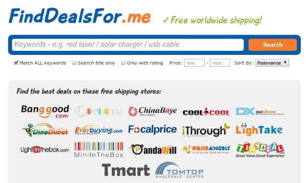 FindDealsFor.Me es el principal buscador de free shipping de Internet