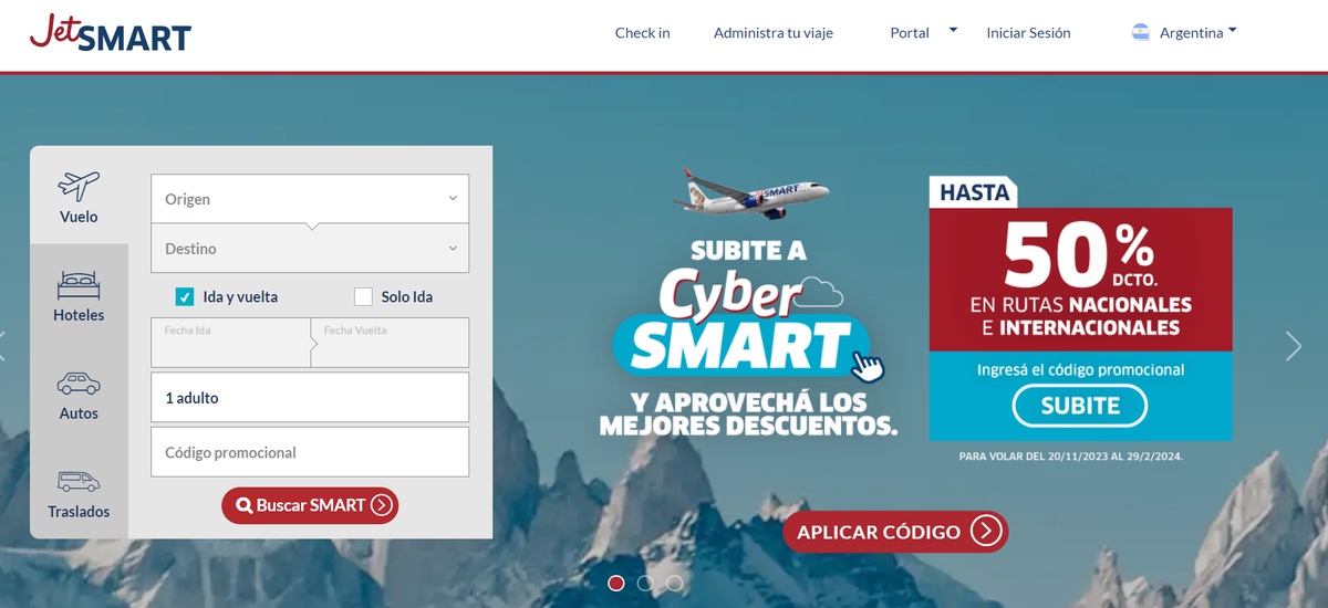 Pasajes 50% OFF para viajar por JetSmart dentro y fuera de Argentina. Pasajes 50% OFF para viajar por JetSmart dentro y fuera de Argentina.