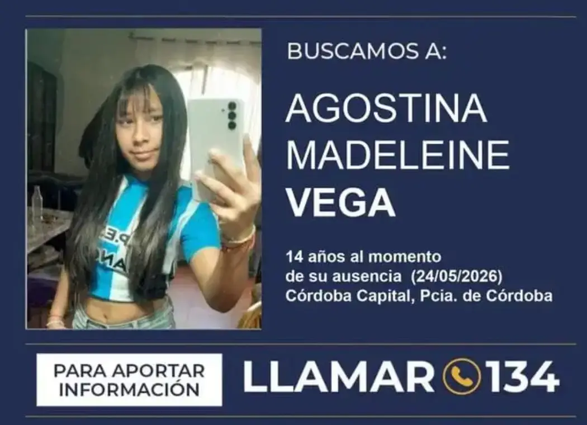 Agostina vega, la menor desaparecida en Córdoba. Agostina vega, la menor desaparecida en Córdoba.