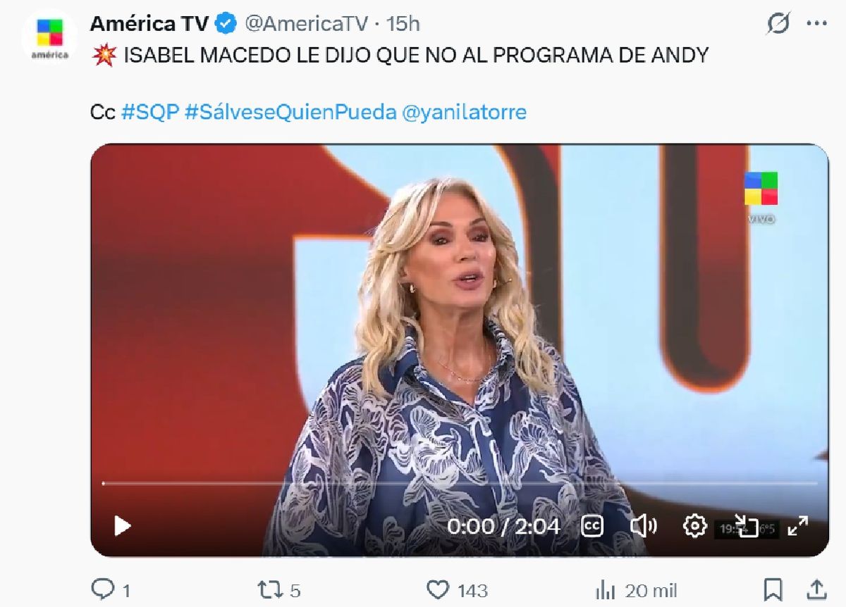 Isabel Macedo revel&oacute; que rechaz&oacute; la invitaci&oacute;n para ir a PH, Podemos Hablar.