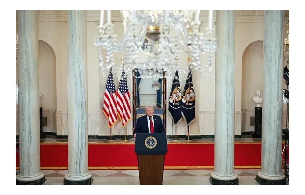 Donald Trump dando un discurso en la Casa Blanca. Donald Trump dando un discurso en la Casa Blanca.
