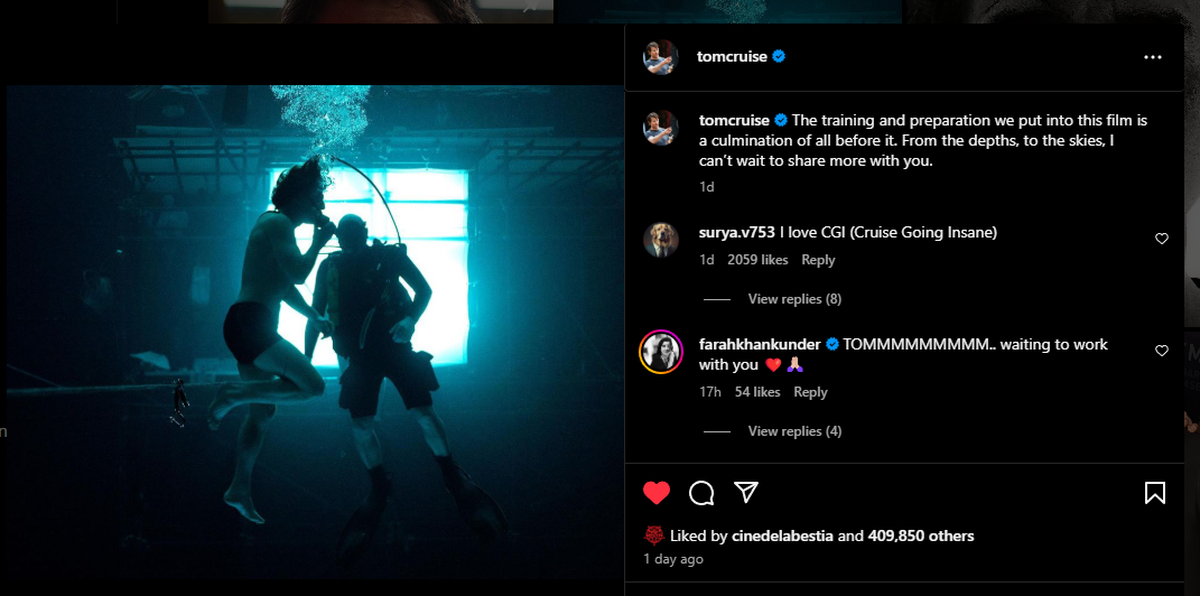 "El entrenamiento y la preparación que pusimos en esta película es la culminación de todo lo anterior. Desde las profundidades hasta los cielos, no puedo esperar para compartir más con ustedes." "El entrenamiento y la preparación que pusimos en esta película es la culminación de todo lo anterior. Desde las profundidades hasta los cielos, no puedo esperar para compartir más con ustedes."