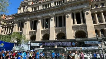 Manifestación de la CGT frente al Palacio de Tribunales.&nbsp;